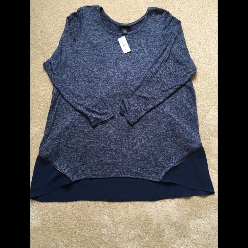 LANE BRYANT MIXED MEDIA SWEATER WITH BACK ZIPPER